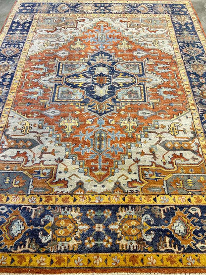 9'x11'10" Handmade 100% Wool Indian Serapi Rug
