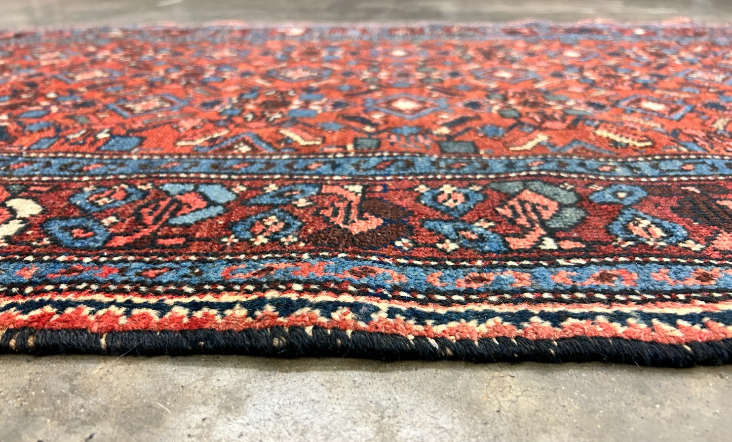 3'4"x6'2" Antique Hand-Knotted 100% Wool Pile Hamadane Area Rug - Carpet