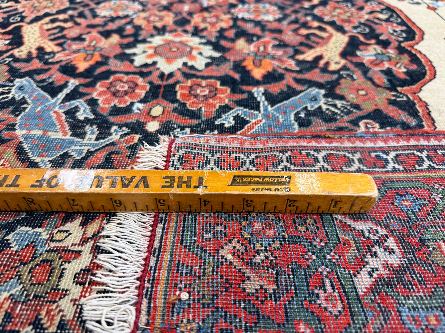 4’3”x6’5” Antique Hand-knotted Wool Kashan Persian Rug 4x6 Animal Handmade Carpet