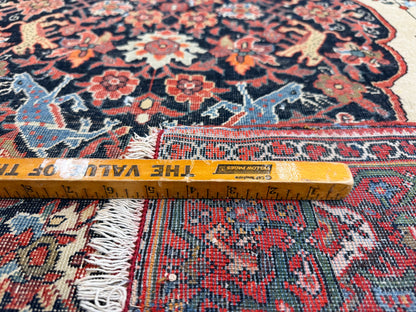 4’3”x6’5” Antique Hand-knotted Wool Kashan Persian Rug 4x6 Animal Handmade Carpet