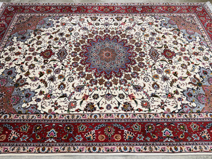 Hand-Knotted 50 Raj Persian Tabriz Rug - 6'9"x9'9"
