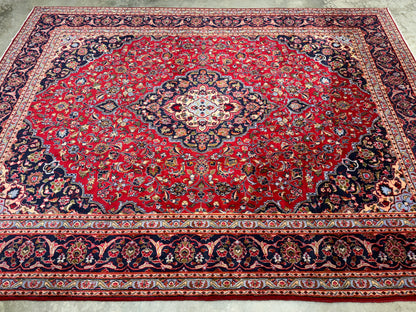 9’6”x12’6” Hand-Knotted Persian Kashan Area Rug