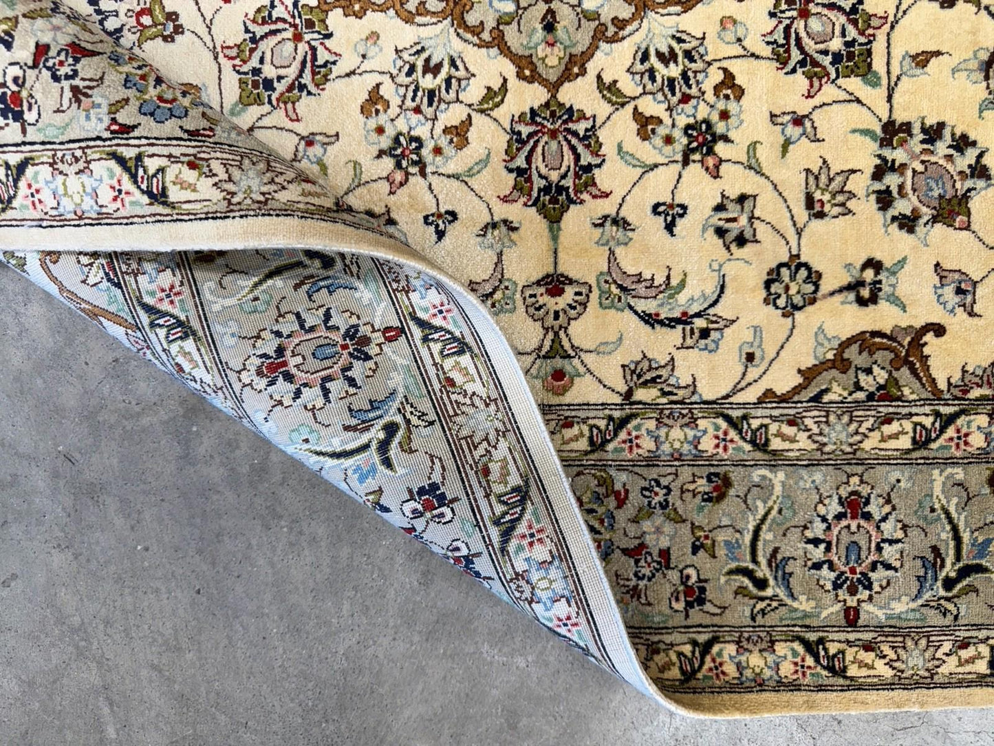 3x5 Luxurious Fine Hand-Knotted 100% Silk Persiane Qume Rug Handmade Beige