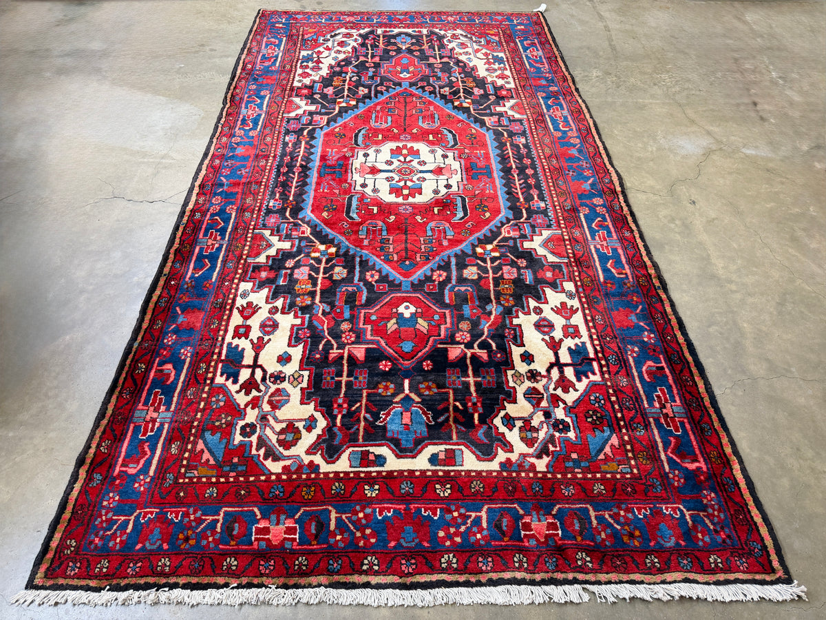 Hand-Knotted Persian Hamadan Rug - 5'8"x10'11"