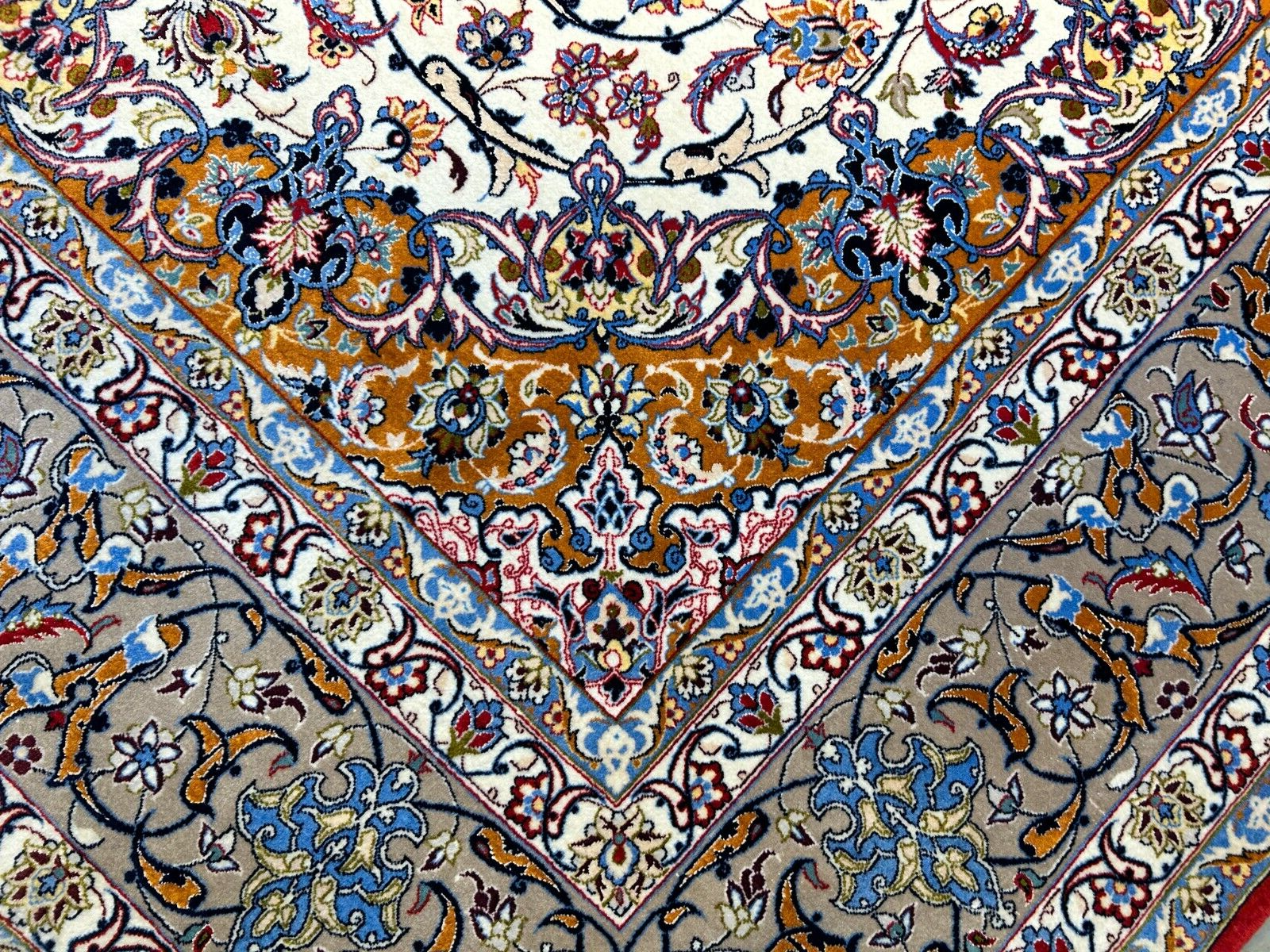 7'x10'8" Fine Hand-Knotted Wool & Silk Blend Isfahane Carpet - Area Rug