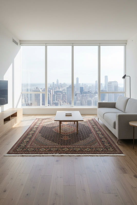 5'x6'7" Fine Hand-Knotted Wool & Silk Blend Tabrize Mahi Carpet - Area Rug