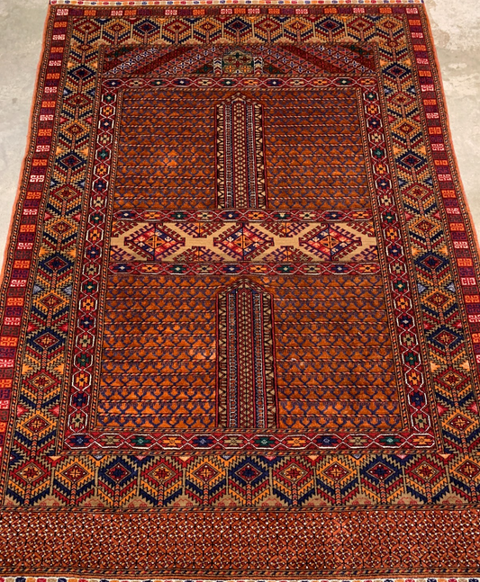 3'10" x 6'0" Extra-Fine Hand-Knotted Wool / Silk  Afghan Hatchli Area Rug - Carp