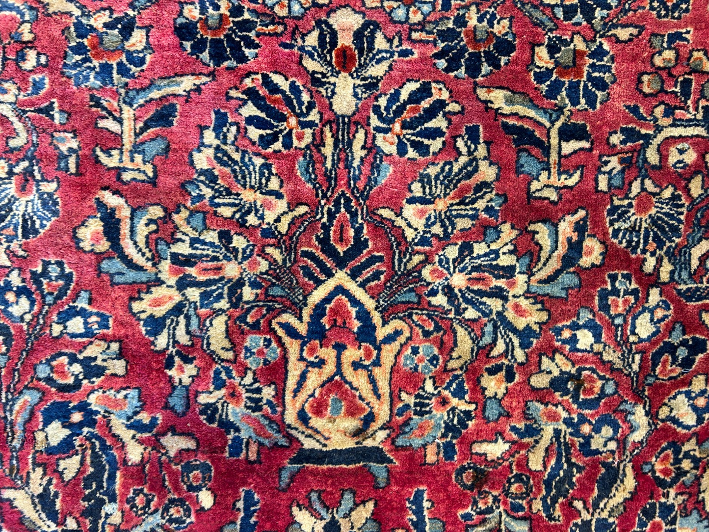 9'3"x12'7" Antique Fine Lamb Wool Sarouke Rug Hand-knotted Carpet