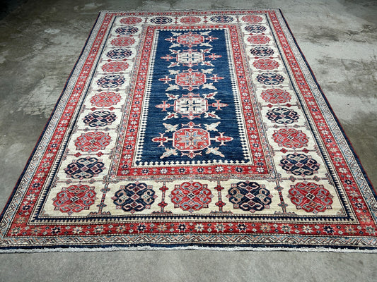 5'9"x8' Hand-Knotted 100% Wool Carpet - Kazak Area Rug