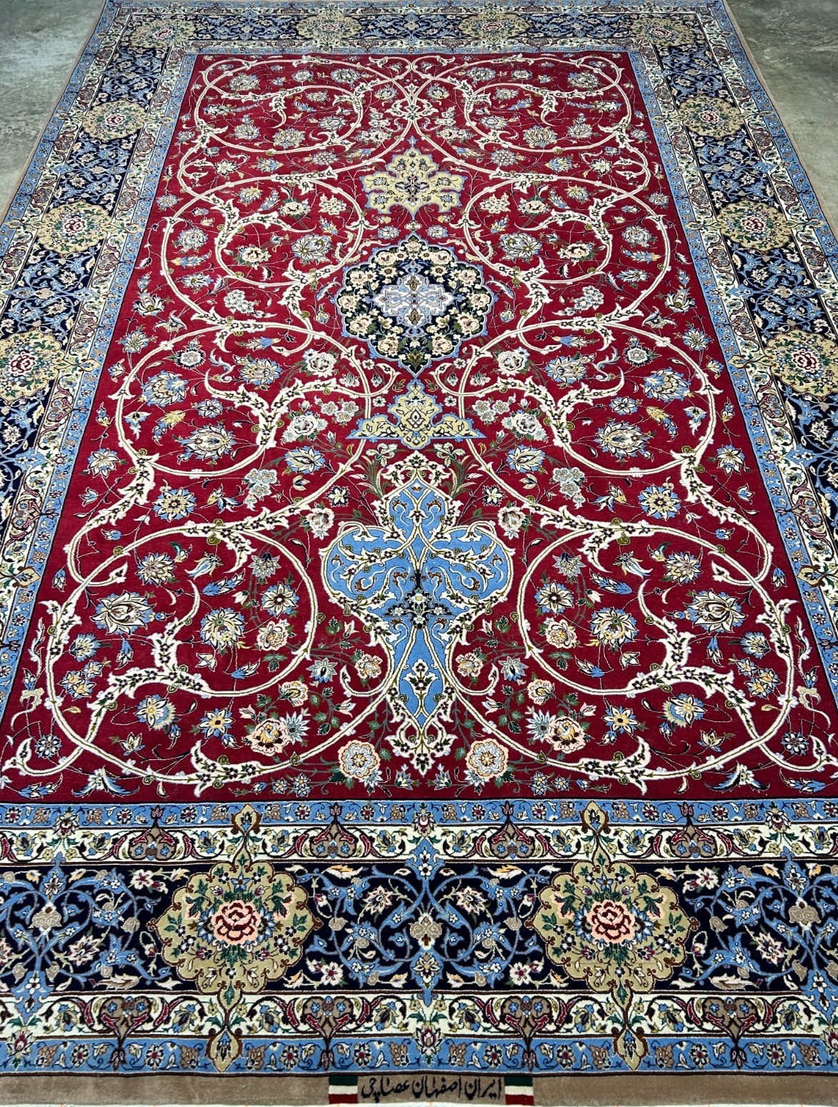 6'10"x10'4"Extra Fine Hand-Knotted Wool & Silk Isfahane Rug - Area Carpet