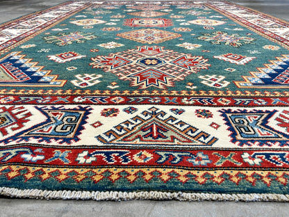 7'x10' Hand-Knotted 100% Wool Carpet - Fine Kazak Area Rug