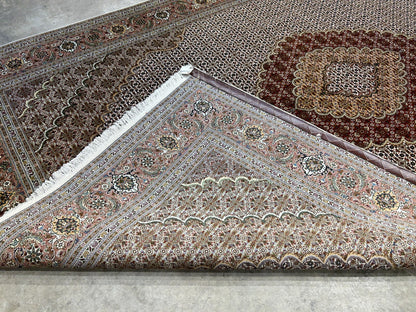 6'8"x10' Fine Hand-Knotted Wool & Silk Oriental Tabrize Rug - Area Carpet