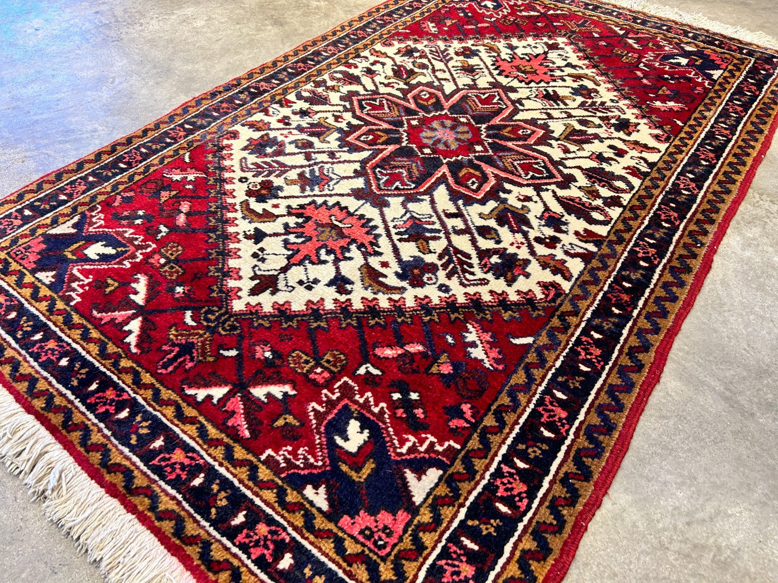 3'1"x5' Hand-Knotted 100% Wool Pile Herize Rug