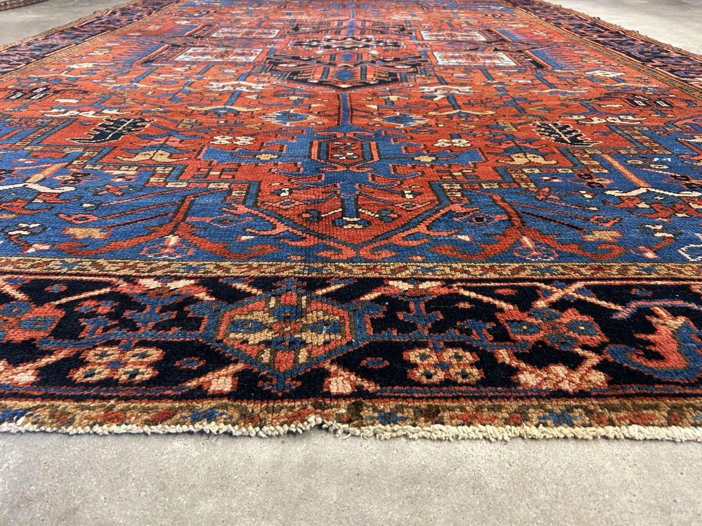 Collector Item- 7’9”x11’5” Antique Hand-Knotted 100% Wool Pile Serapie Area Rug