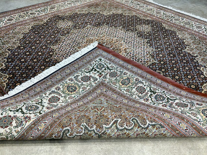 6'6"x6'8" Very Fine Hand-Knotted Wool & Silk Tabrize Rug