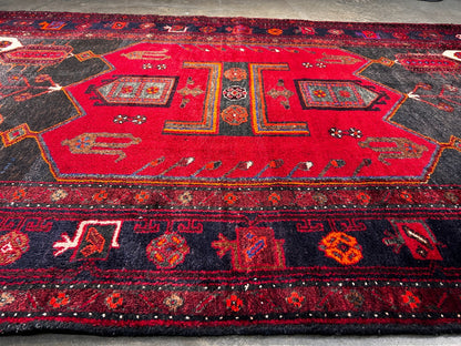 4'11" x 8'5" Hand-Knotted 100% Wool Pile Hamadane Area Rug
