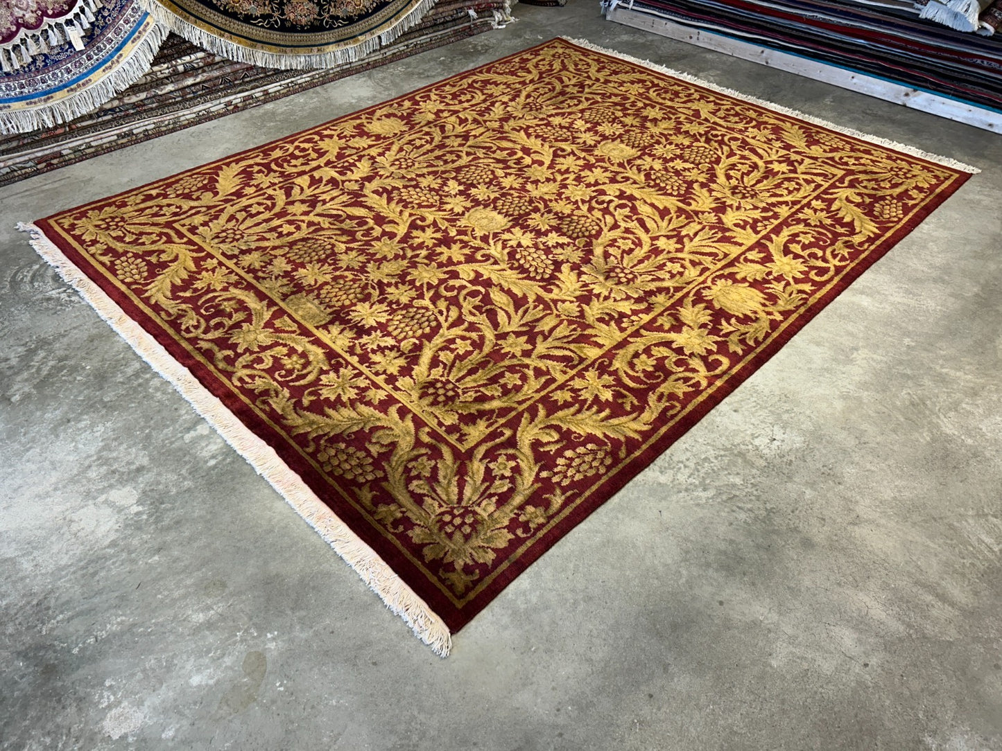 8'x10' Hand-Knotted 100% Wool Pile All-Over Area Rug - Carpet