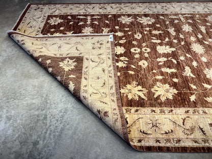 6'7"x9'5" Hand-Knotted 100% Wool Pile Pishawar Oushak Carpet - Area Rug