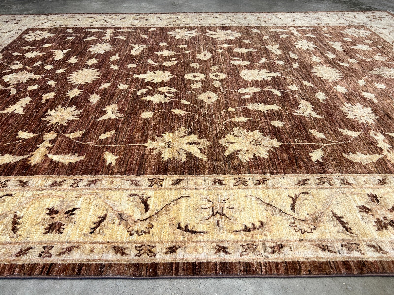 6'7"x9'5" Hand-Knotted 100% Wool Pile Pishawar Oushak Carpet - Area Rug