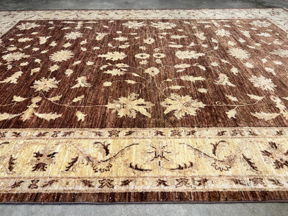 6'7"x9'5" Hand-Knotted 100% Wool Pile Pishawar Oushak Carpet - Area Rug