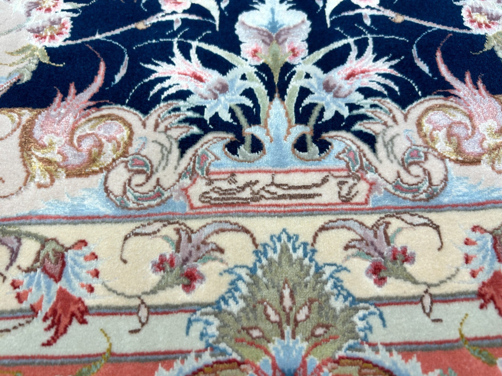 6'7"x10'2" Fine Hand-Knotted Wool & Silk Blend Tabrize Carpet - Area Rug