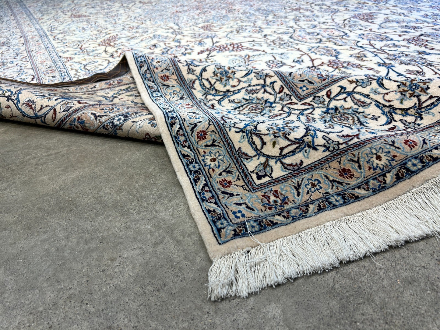 6'9"x10'7" Extremely Fine Hand-Knotted Wool & Silk Blend Naine Carpet - Area Rug