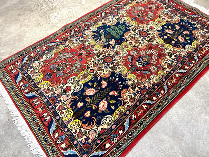 3'5"x5'2" Hand-Knotted 100% Lamb Wool Bakhtiarie Carpet - Area Rug