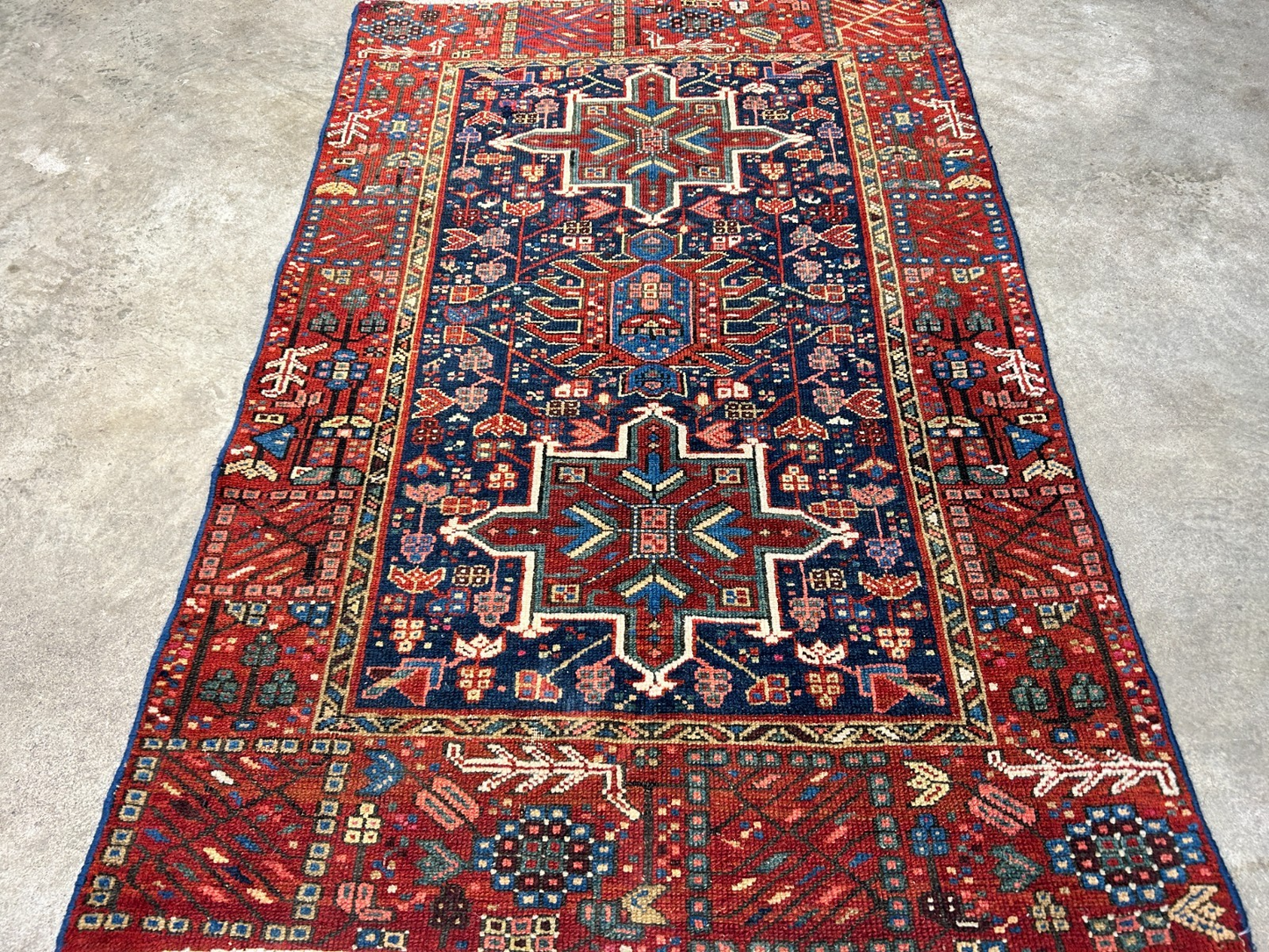 3'x4'6" Antique Hand-Knotted 100% Wool Pile Karaja Rug