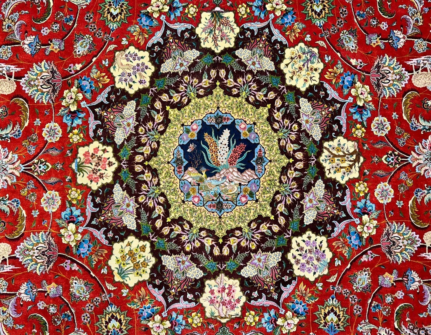 Collector Item - 10'9"x14'8" Hand-Knotted Wool & Silk Tabrize Area Rug