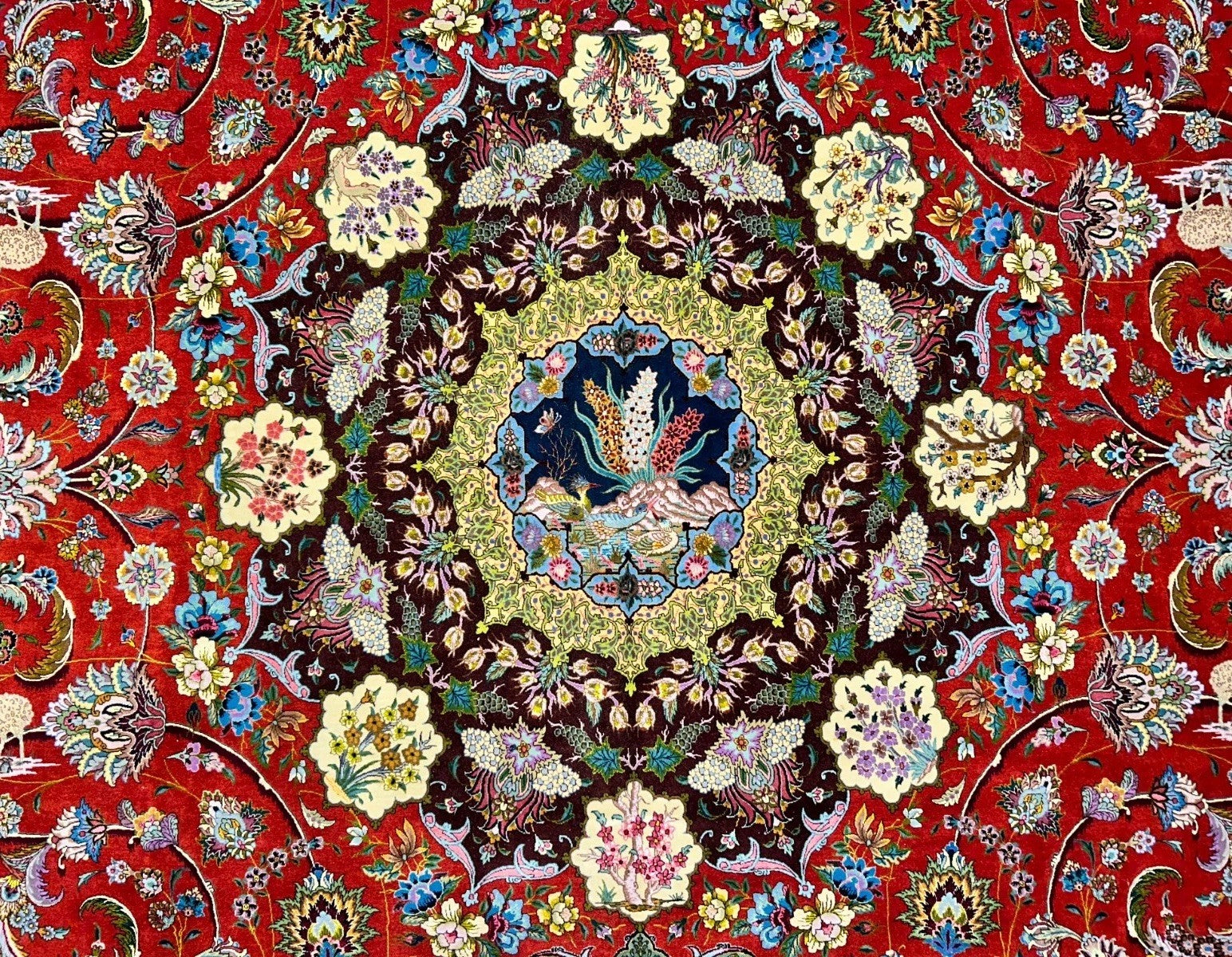 Collector Item - 10'9"x14'8" Hand-Knotted Wool & Silk Tabrize Area Rug