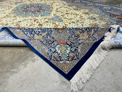6'5"x10'4" Exquisite Extra-Fine Hand-Knotted 100% Silk Qume Carpet - Area Rug