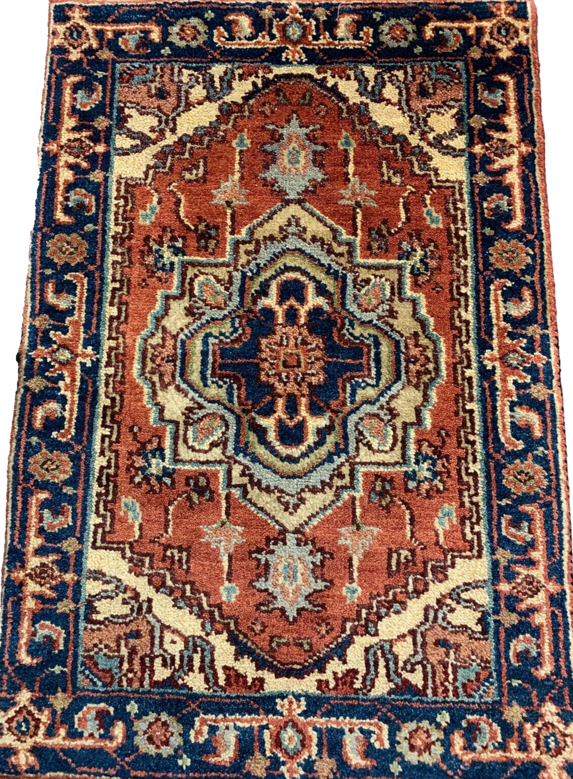 2'x3' Hand-Knotted 100% Wool Herize Design Carpet - Area Rug