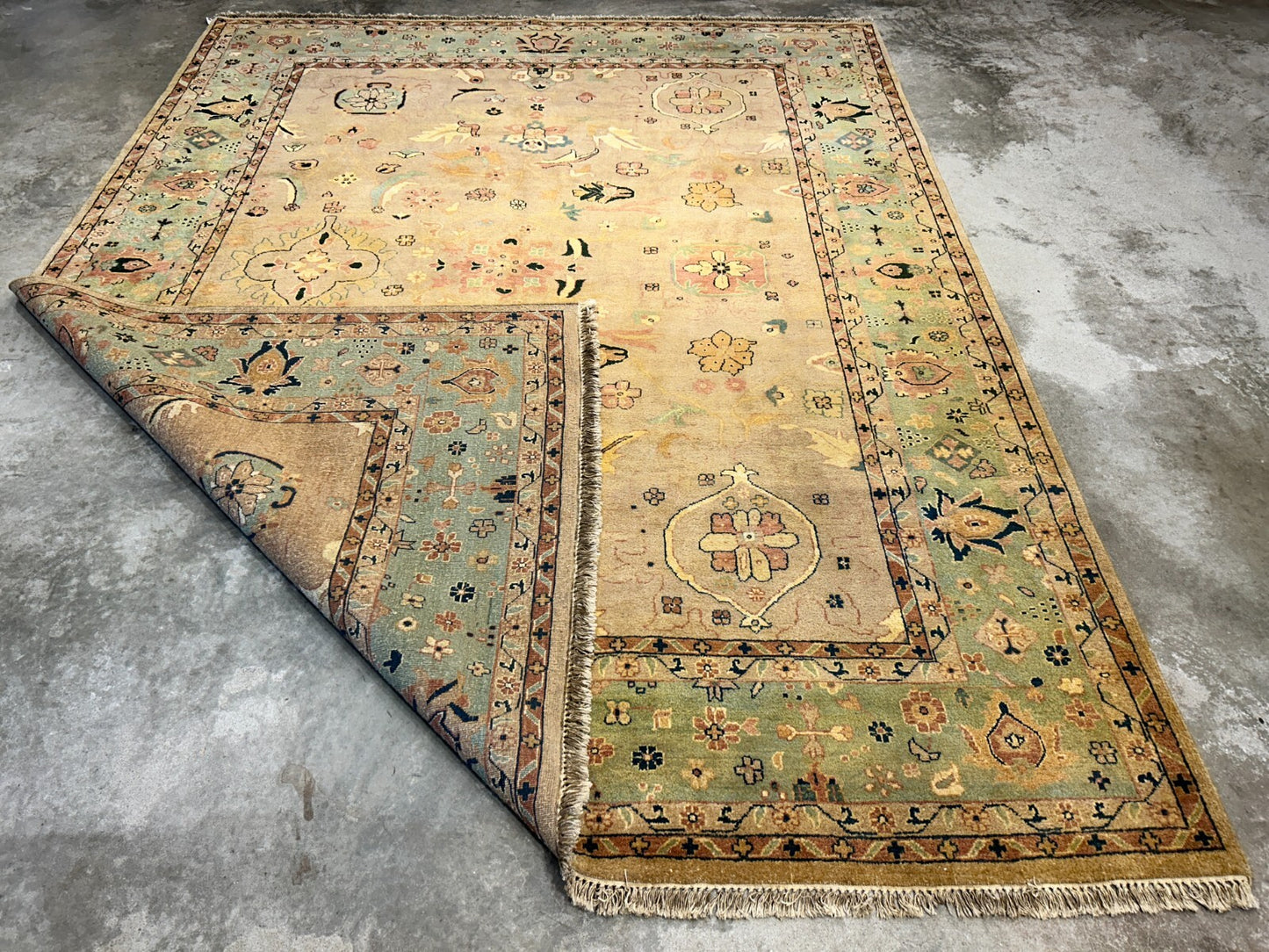 9'x12' Hand-Knotted 100% Wool Pile Hamadane Design Carpet - Area Rug