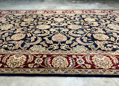 6'2"x9'4'' Hand-Knotted 100% Wool Pile Indo-Agra Area Rug - Area Carpet