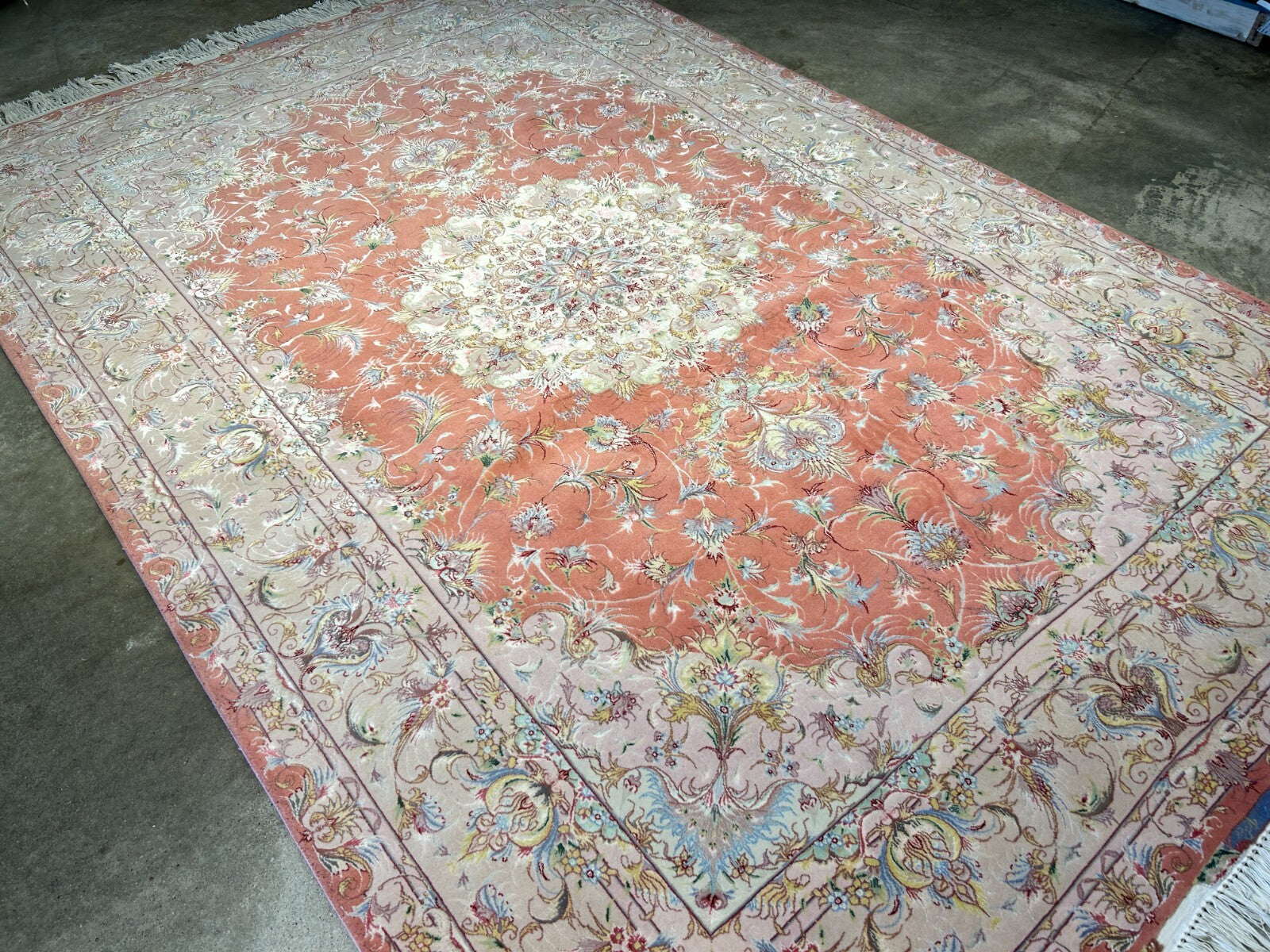 6'7"x9'9" Fine Hand-Knotted Wool & Silk Blend Tabrize Carpet - Area Rug