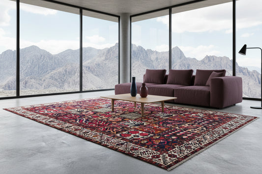 7'1"x10'1" Hand-Knotted 100% Lamb Wool Bakhtiarie Carpet - Area Rug