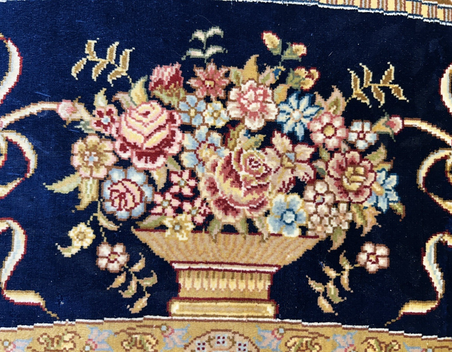 8’ Diameter Luxurious Hand-knotted Silk Round Rug - Handmade Blue Signed 8x8