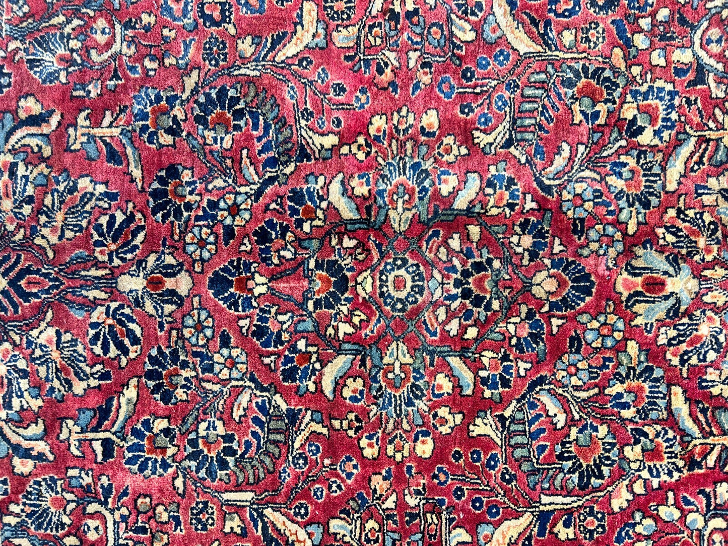 9'3"x12'7" Antique Fine Lamb Wool Sarouke Rug Hand-knotted Carpet