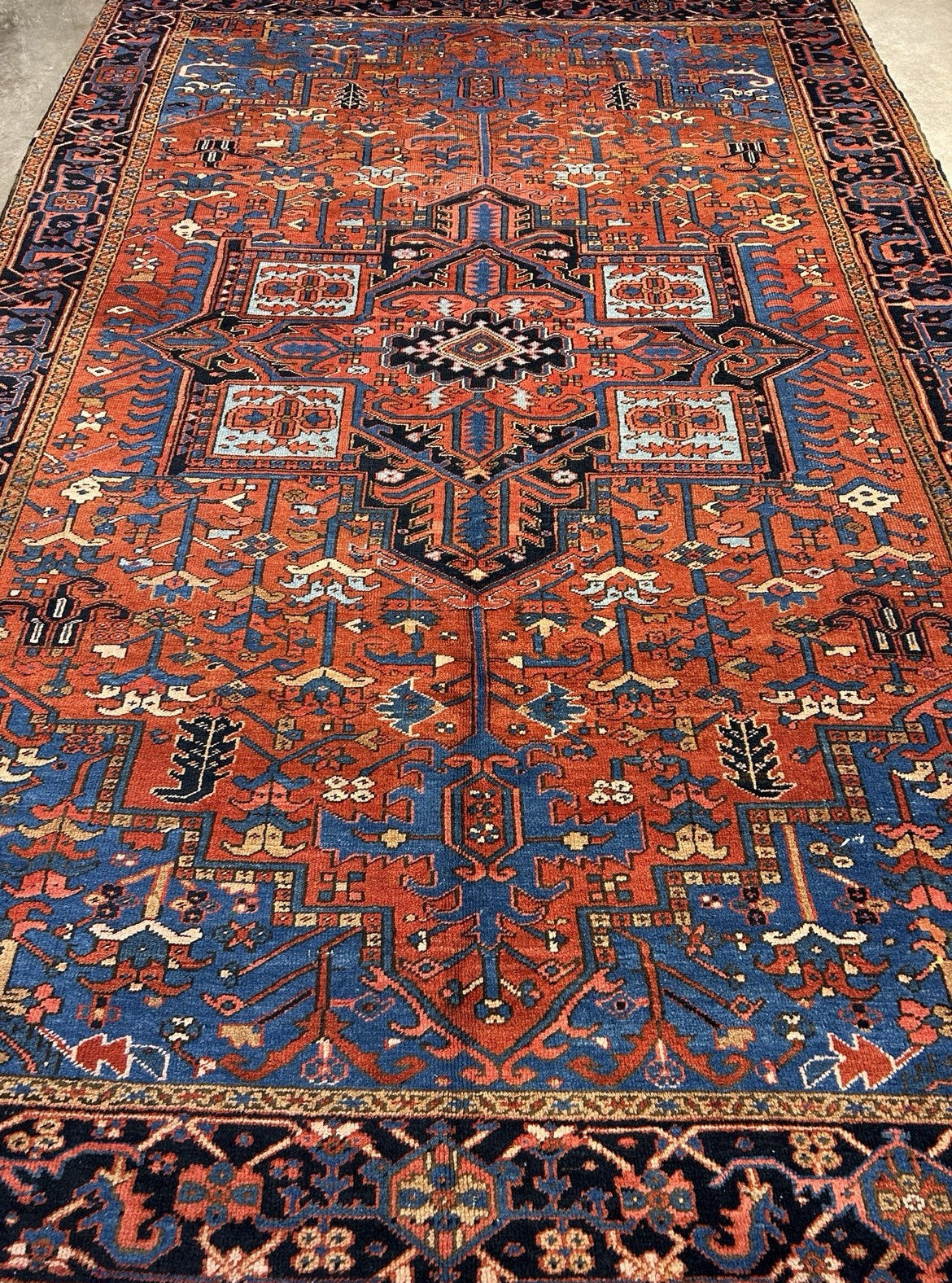 Collector Item- 7’9”x11’5” Antique Hand-Knotted 100% Wool Pile Serapie Area Rug