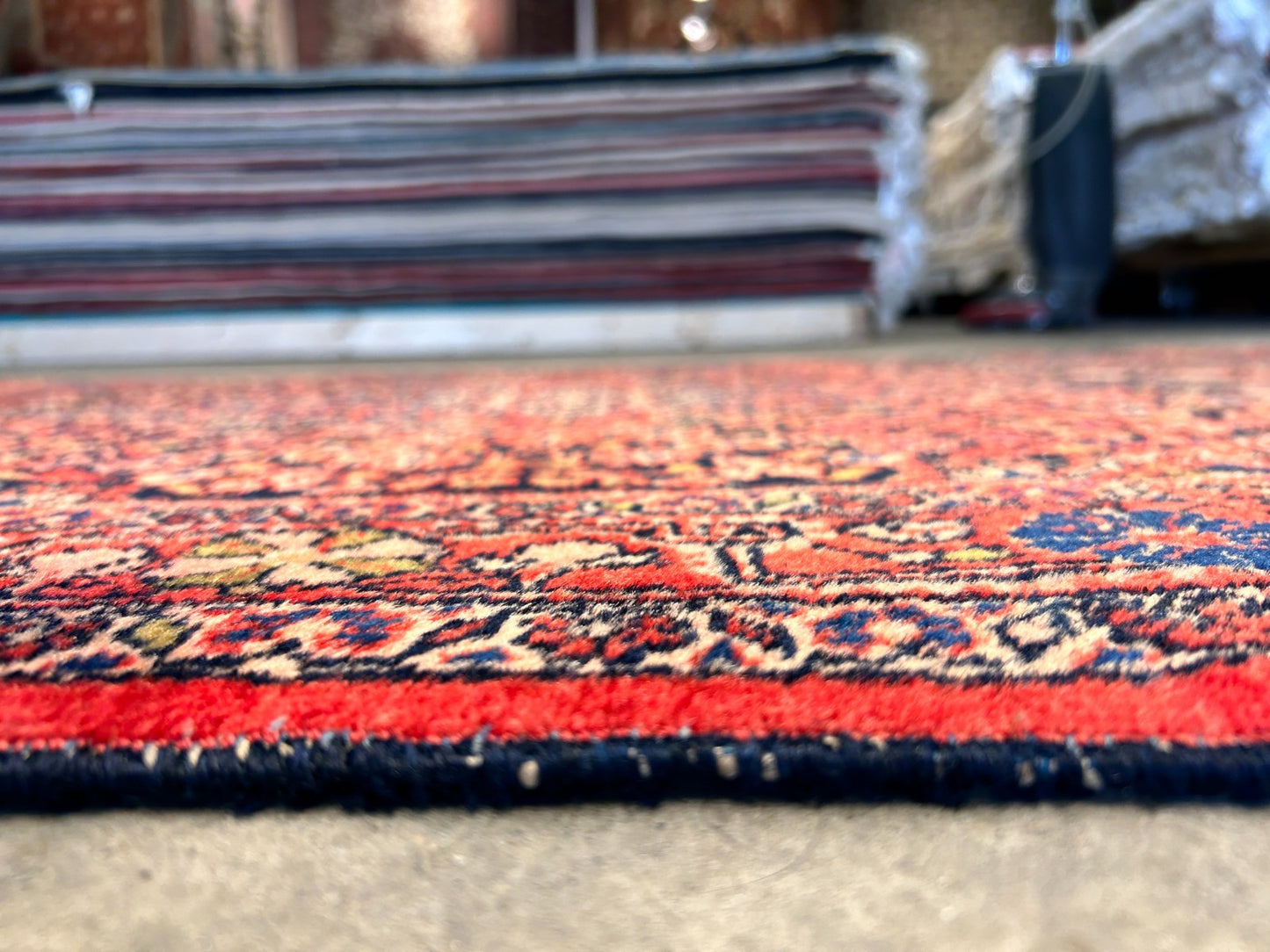 Rare Antique _ 3'5"x5'3" Hand-Knotted 100% Wool Pile Sarouke Josan Area Rug