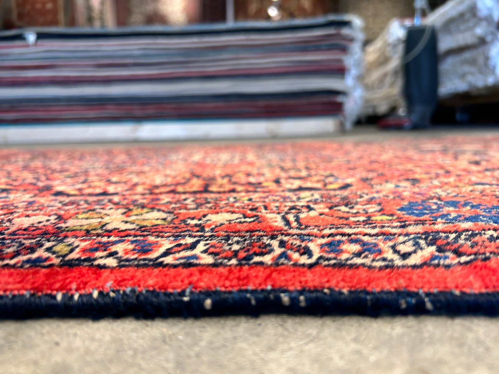 Rare Antique _ 3'5"x5'3" Hand-Knotted 100% Wool Pile Sarouke Josan Area Rug