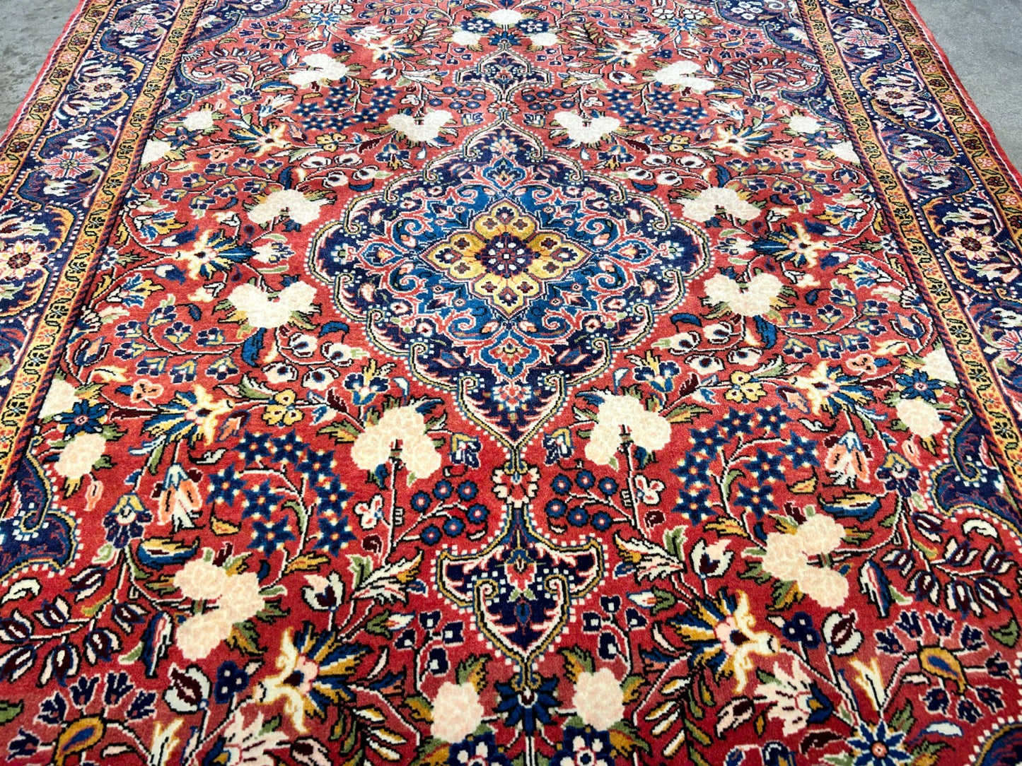 Rare Antique _ 3'4"x4'9" Hand-Knotted 100% Wool Pile Sarouke Josan Area Rug