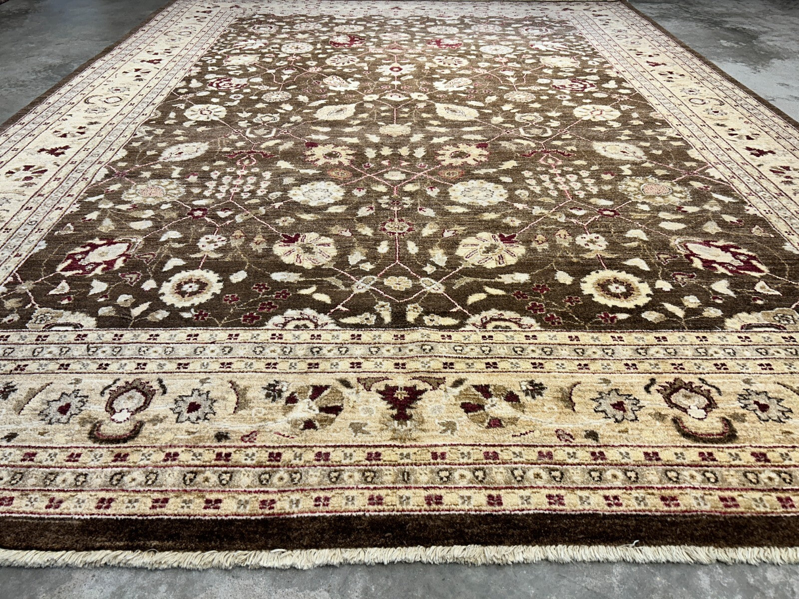 9'3"x12' Hand-Knotted 100% Wool Pile Agra Design Carpet - Area Rug