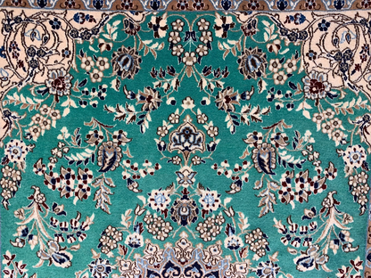 3'3"x4'9'' Very Fine Hand-Knotted Silk & Wool Naine Area Rug - Carpet