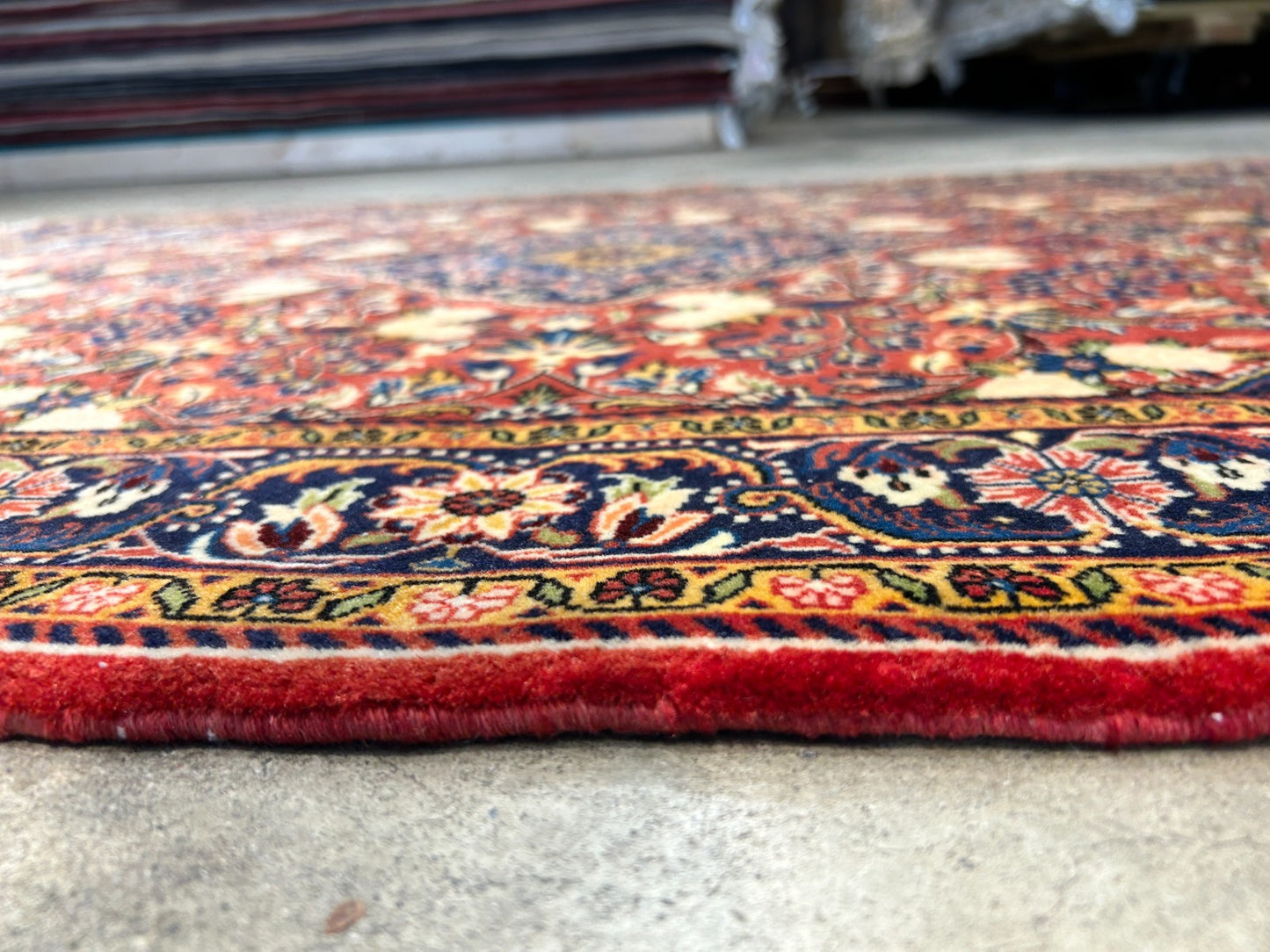 Rare Antique _ 3'4"x4'9" Hand-Knotted 100% Wool Pile Sarouke Josan Area Rug