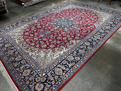 8'1"x11'6" Extra Fine Hand-Knotted Wool & Silk Isfahane Rug