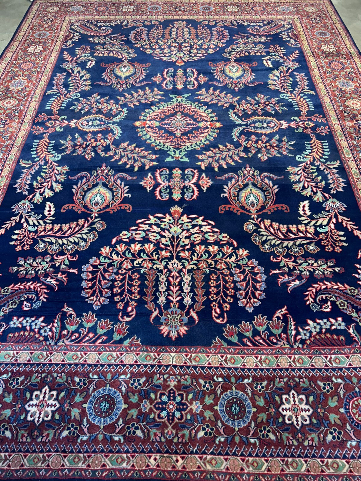8'9"x12'1" Hand-Knotted 100% Wool Pile IndoSarouke Rug