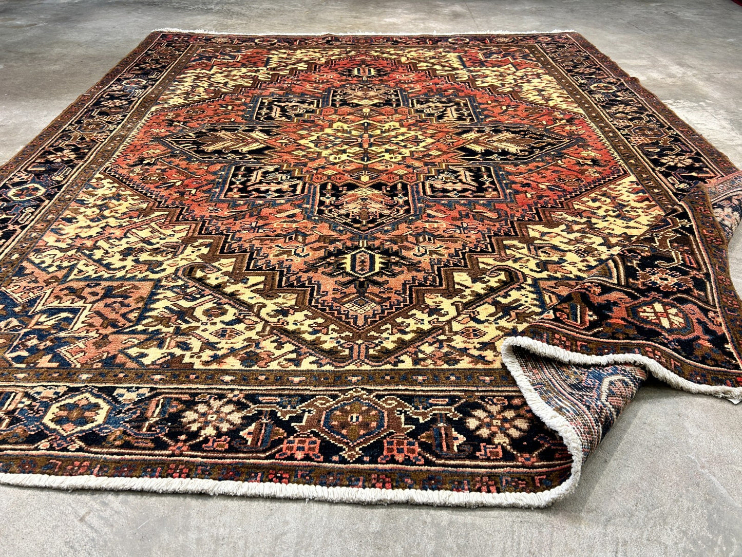 7'8"x8'10" Hand-Knotted 100% Wool Herize Carpet - Area Rug - Square Shaped
