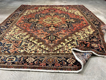 7'8"x8'10" Hand-Knotted 100% Wool Herize Carpet - Area Rug - Square Shaped