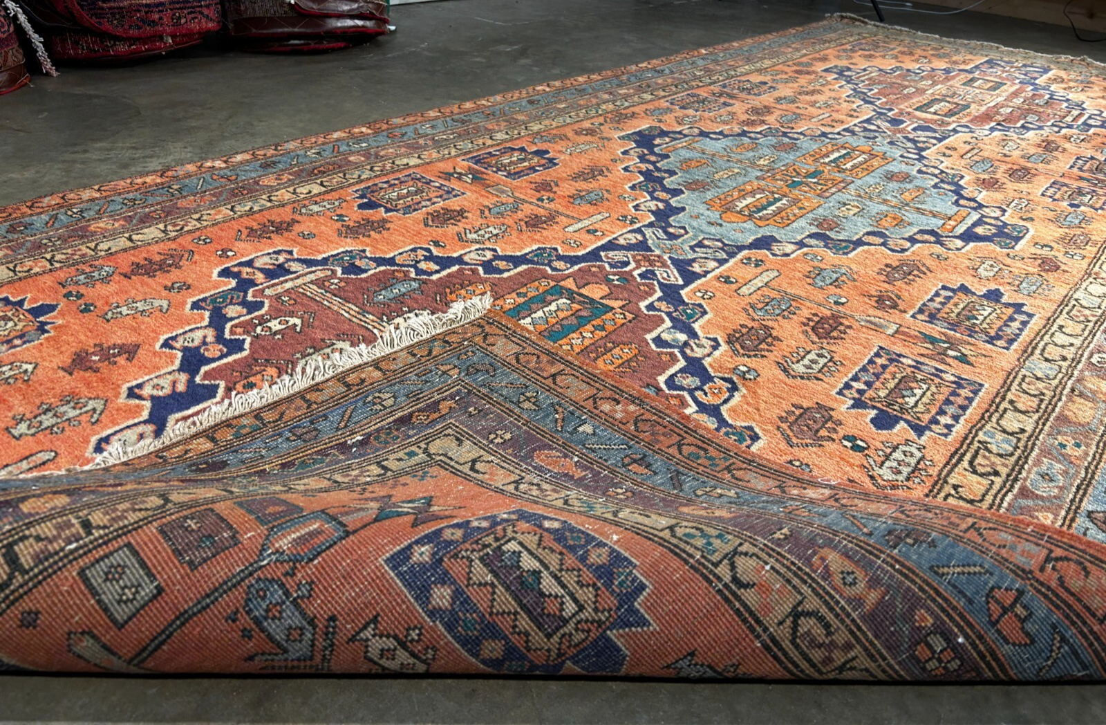 4'8" x 11'0" Hand-Knotted 100% Wool Pile Hamadane Area Rug - Carpet